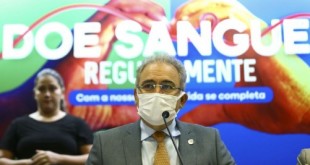 O ministro da Saúde, Marcelo Queiroga, durante o lançamento da campanha de doação de sangue no Dia Mundial do Doador de Sangue.