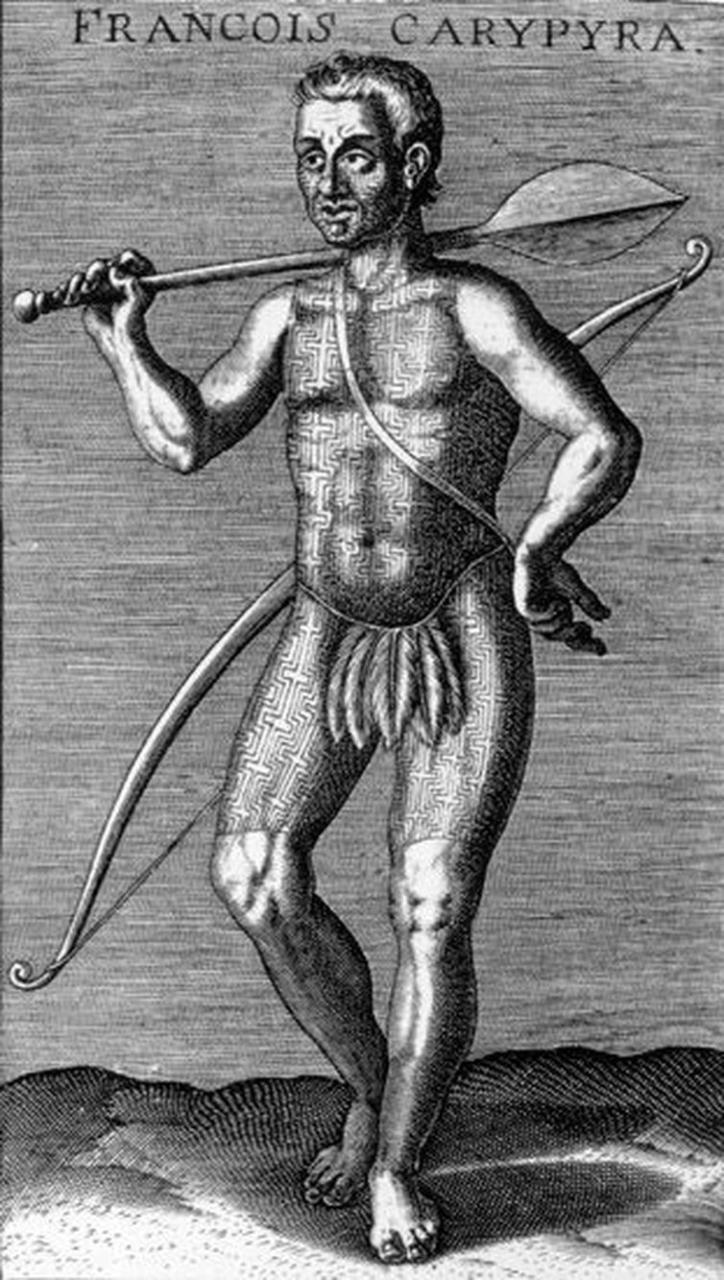 Rio de Janeitro (RJ) - LGBTfobia que chegou nas caravelas se enraizou com colonização. - Desenho do missionário capuchinho francês Claude Abbeville, que participou da invasão à colônia portuguesa que executou Tibira do Maranão. Crédito: Gravura