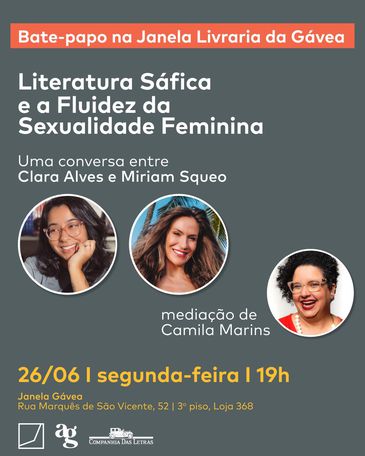 Convite da Janela Livraria sobre literatura sáfica.Foto: Divulgação