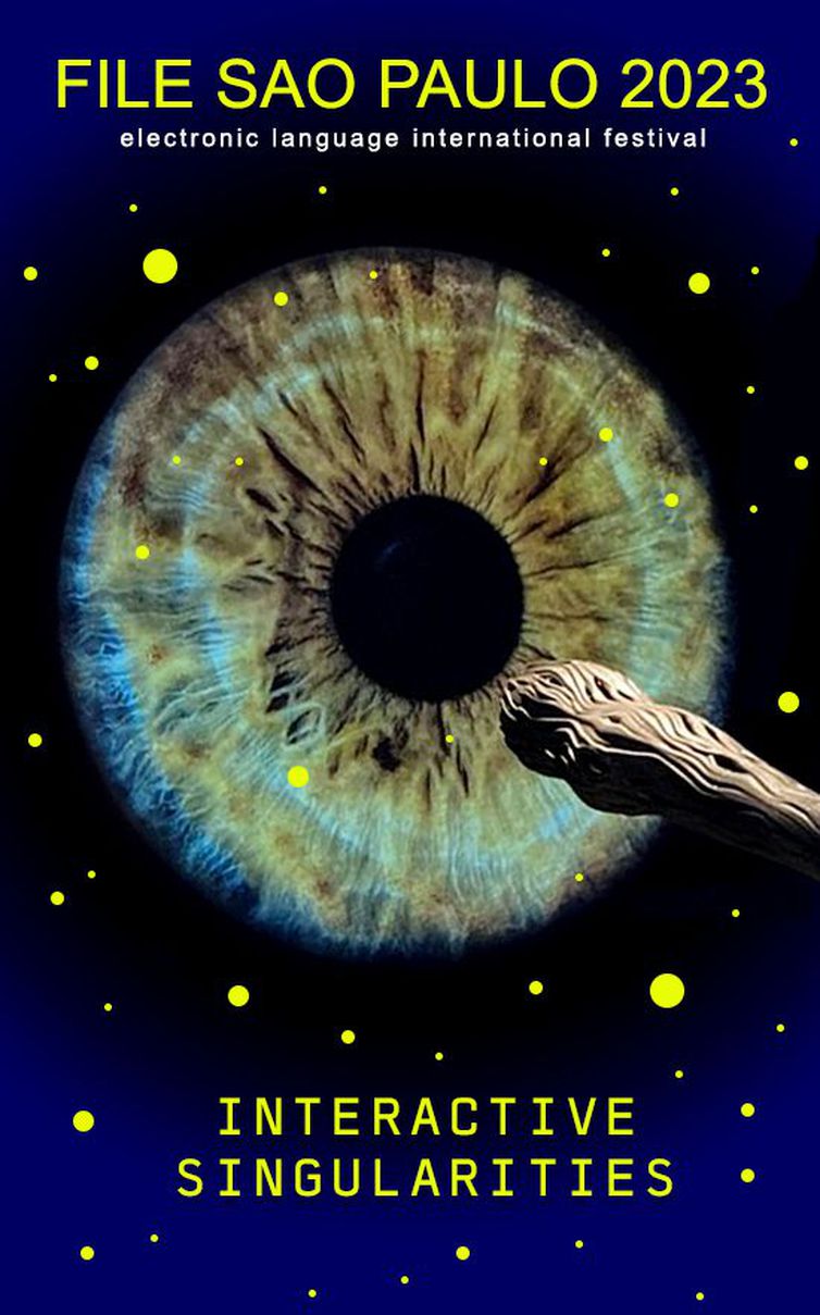 FILE SÃO PAULO 2023 – Singularidades Interativas, Imagem do cartaz do FILE Festival Internacional de Linguagem Eletrônica. Foto: Divulgação